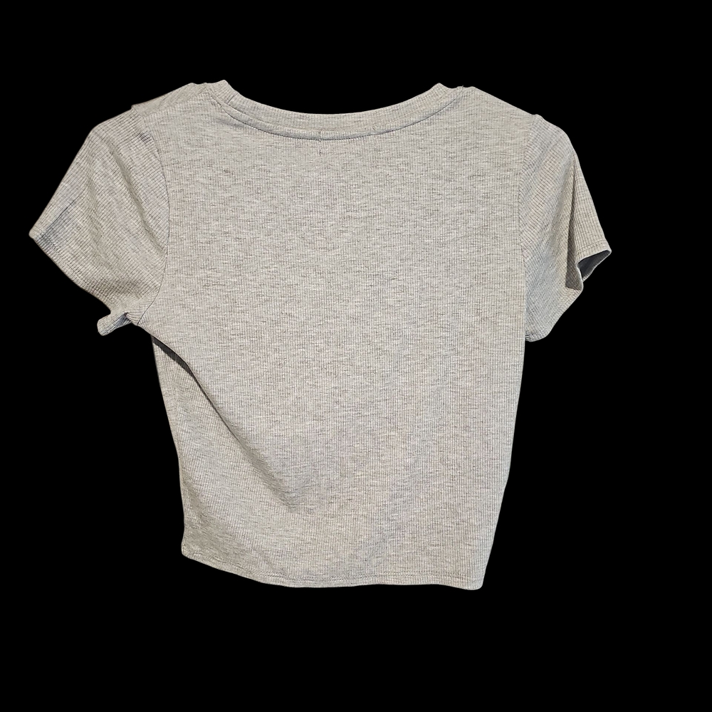 Gray Ribbed‎ Crop Top - Picture 2 of 3